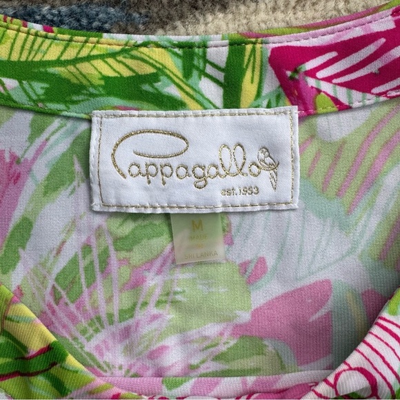 Pappagallo Women’s Tropical Palm Ruffle Sleeve Shift Dress Size Medium Pink - Picture 3 of 5